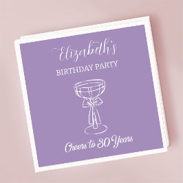 Modern Lila Cheers till 30 år Birthday Napkin Pappersservett