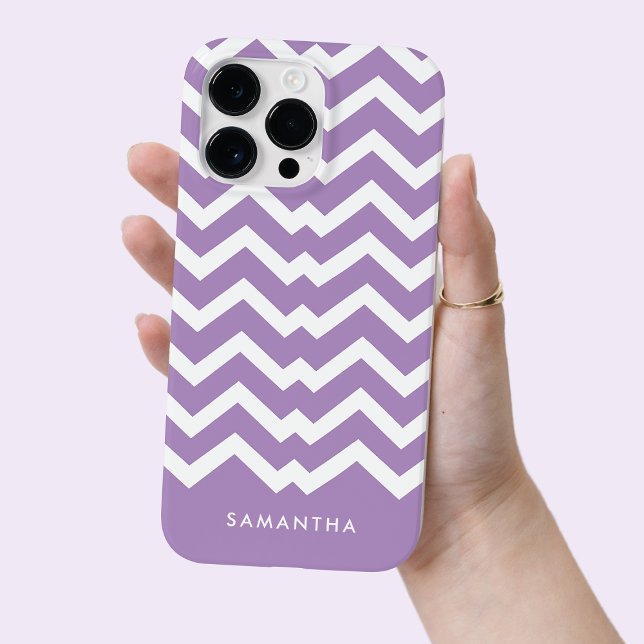 Modern Lila Chevron Mönster Personlig Namn (Modern Purple Chevron Pattern Personalized Name Case-Mate iPhone Case)