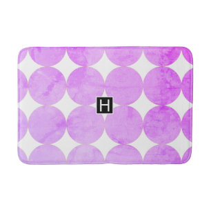Modern Lila Circles Monogram Badrumsmatta