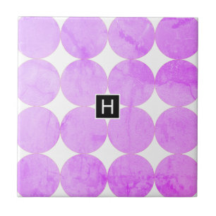 Modern Lila Circles Monogram Kakelplatta