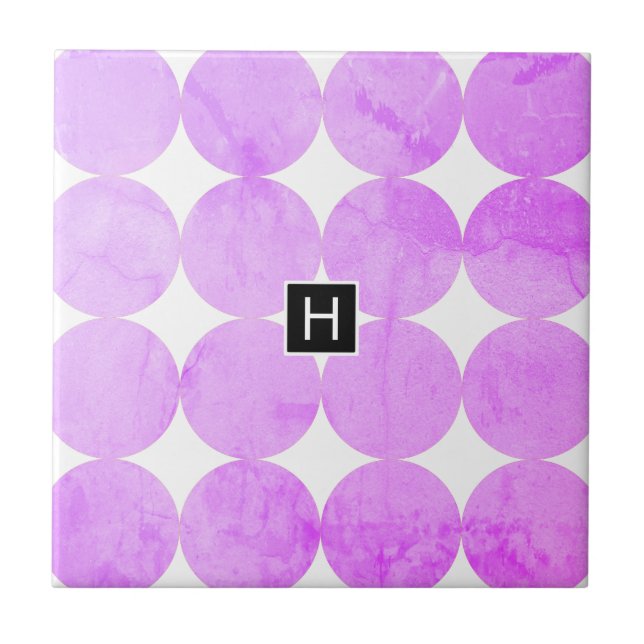 Modern Lila Circles | Monogram Kakelplatta (Framsidan)