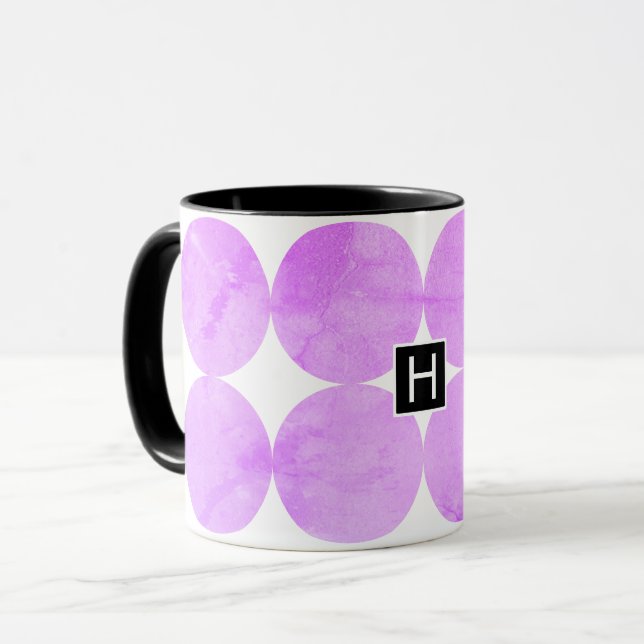 Modern Lila Circles | Monogram Mugg (Framsida vänster)