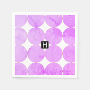 Modern Lila Circles Monogram Pappersservett