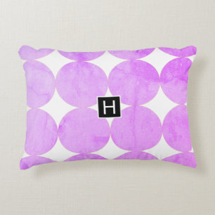 Modern Lila Circles Monogram Prydnadskudde