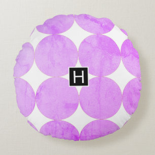 Modern Lila Circles Monogram Rund Kudde