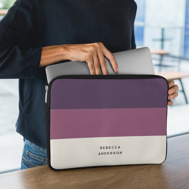 Modern Lila Colorblock Rand Laptop Fodral (Skapare uppladdad)