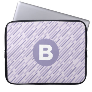 Modern lila diagonala ränder monogram laptop fodral