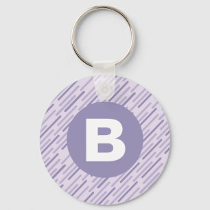 Modern lila diagonala ränder monogram nyckelring