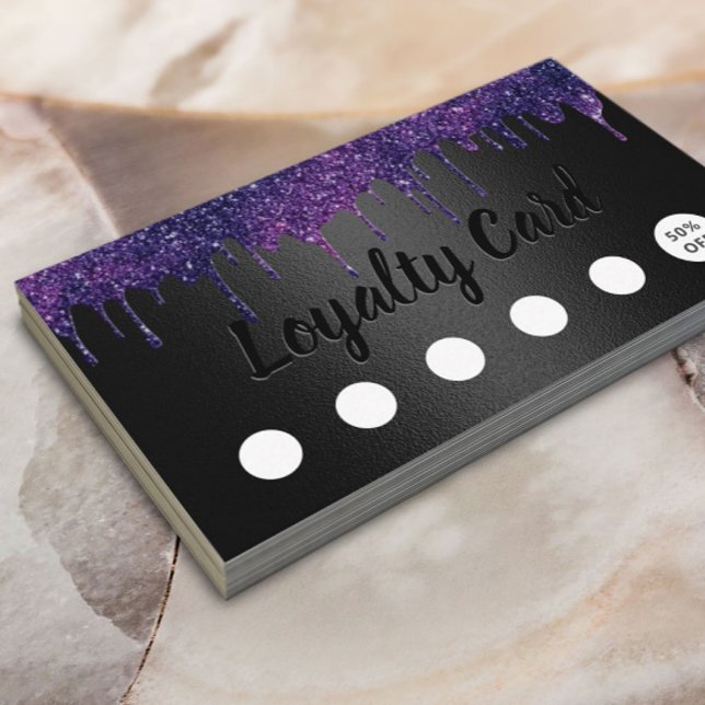 Modern Lila Drives Beauty Salon Black Loyalty Lojalitetskort (Skapare uppladdad)