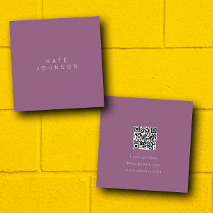 Modern Lila - enkel, minimalistisk QR-kod Fyrkantigt Visitkort