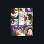 Modern Lila Färg Block Family 6 Fotokollage Canvastryck<br><div class="desc">Modern Lila Färg Block Family 6 Photo Collage - med personligens efternamn, år och brev, alla ordnade i en elegant rutnätslayout. Denna moderna och eleganta visning 6 av ditt eget bilder är mycket bra. Finns i flera färgrutor för att matcha valfri rumsdekorering. Gör en underbar helgdag för morföräldrar, föräldrar, familj,...</div>