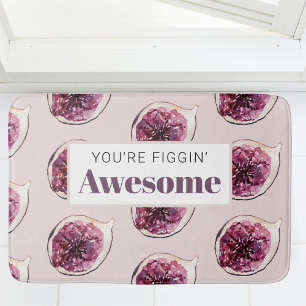 Modern Lila Fig Mönster och du är Figgin' Fantasti Badrumsmatta