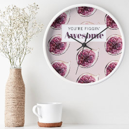 Modern Lila Fig Mönster och du är Figgin' Fantasti Rund Klocka