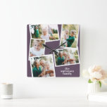 Modern lila - flera fotofamiljers hemdekoder fyrkantig klocka<br><div class="desc">Modern elegant med enkel contemporary,  lila med flera fotofamiljers hemdekorklocka. Perfekt födelsedag,  jul,  årsdag,  Mors dag,  fars dag,  nytt hem,  bröllop-gåva.</div>