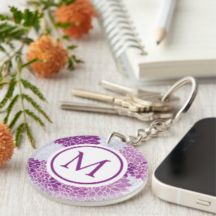 Modern Lila Flower Mönster Monogram