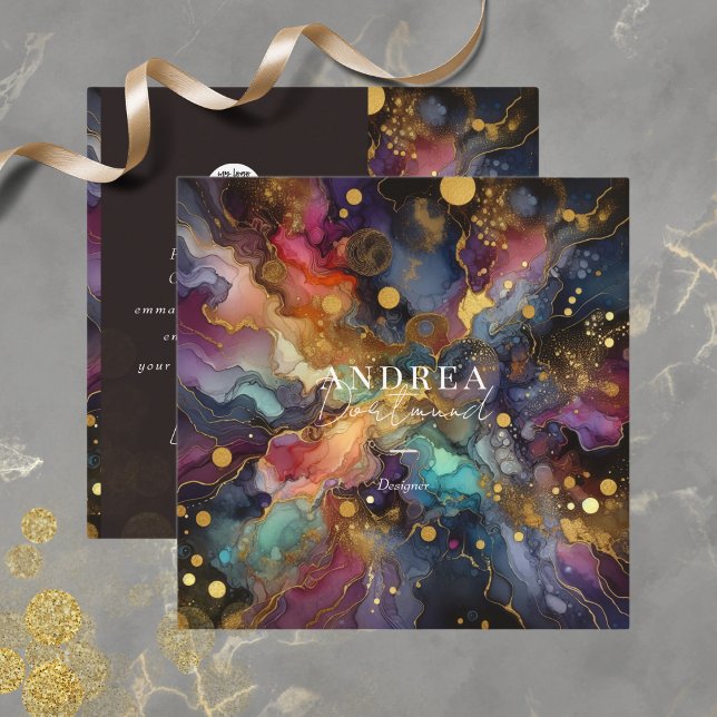 Modern lila- för vattenfärgen i Abstrakten Square  Fyrkantigt Visitkort (Skapare uppladdad)