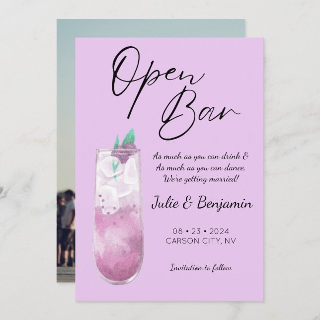 Modern Lila Funny Photo Spara Datumet (Fram/baksida)