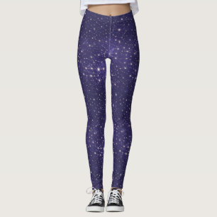 Modern lila galax kosmisk universum rymdstjärnor leggings