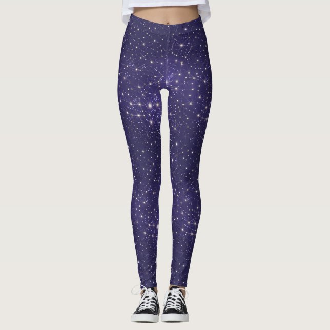 Modern Lila Galaxy Cosmic Universe Space Stars Leggings (Framsida)