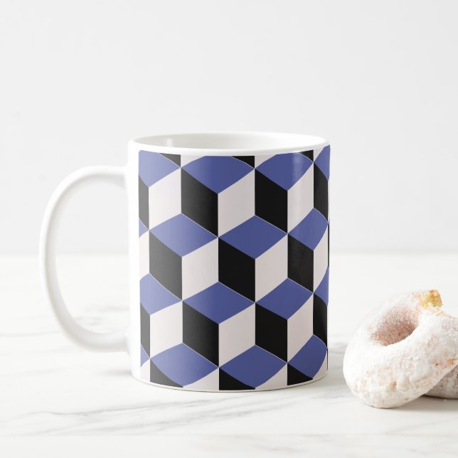 Modern Lila Geometric Mönster Kaffemugg (Med munk)