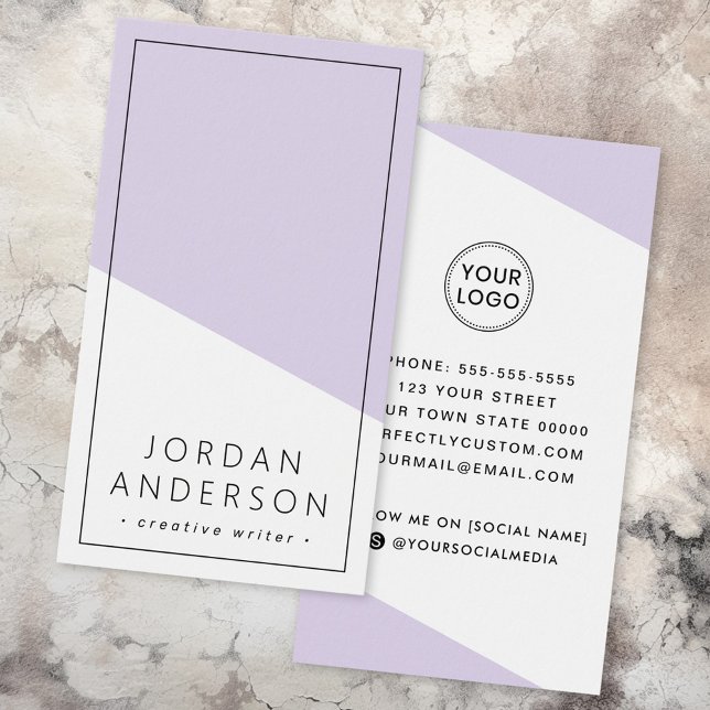 Modern lila geometrisk färg-affärskort visitkort (Modern light purple geometric color business card)