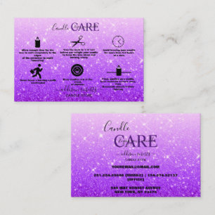 Modern Lila Glitter Candle Care Visitkort