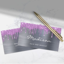 Modern Lila Glitter Drives Stylist Visitkort