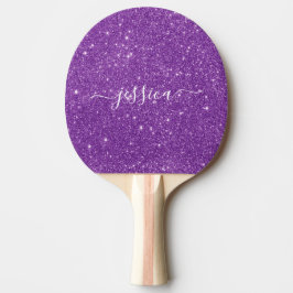 Modern lila glitter-manuset namn pingisracket