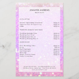 Modern lila glitter salong Prislista Flyer