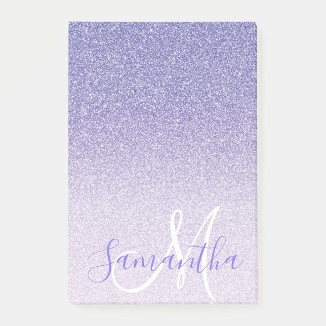 Modern Lila Glitter Sparkles Personlig Namn Post-it Block (Framsida)