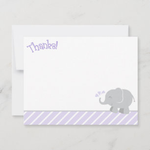 Modern lila grå Elefant Baby Shower Anteckningskort