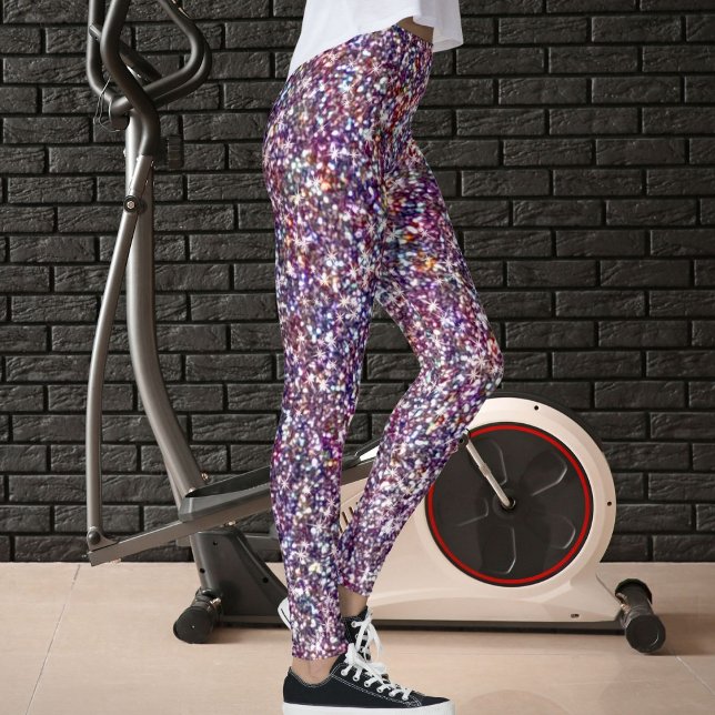 Modern lila grå rosa magenta glittermönster leggings (Skapare uppladdad)