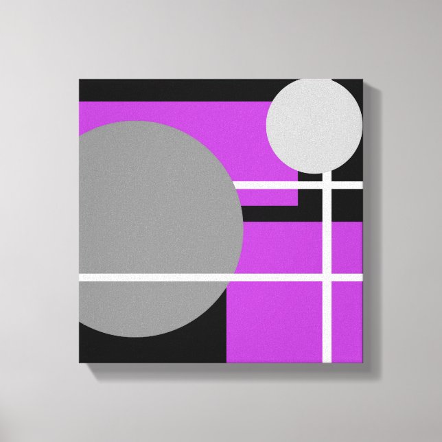 Modern Lila Grå Svart Vit - Lindad Canvas (Framsida)