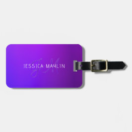 Modern Lila Gradient Namn & Monogram Bagagebricka