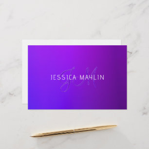 Modern Lila Gradient Namn & Monogram Brevpapper