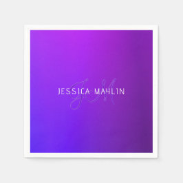 Modern Lila Gradient Namn & Monogram Pappersservett