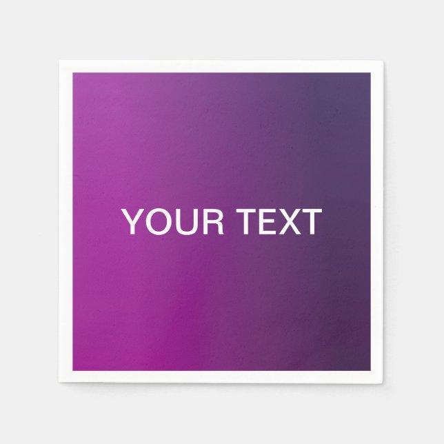 Modern lila gradient ombre & redigerbar vit text pappersservett (Framsidan)