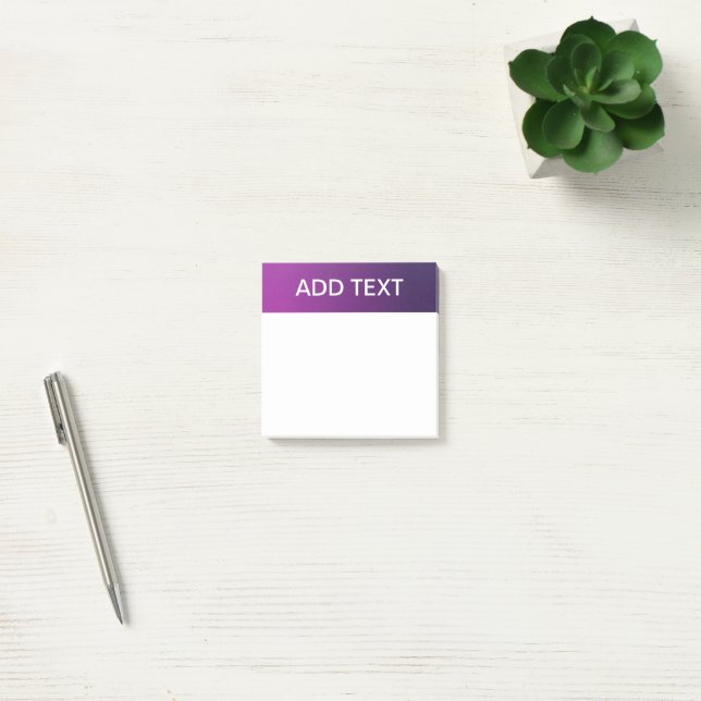 Modern lila gradient ombre & redigerbar vit text post-it block (Kontor)