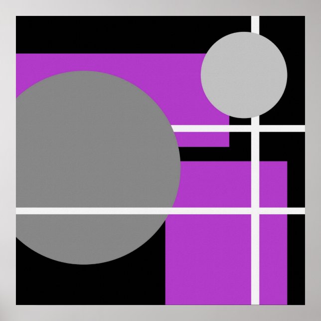 Modern Lila Grått Black White - MS0001 Canvas Poster (Framsidan)