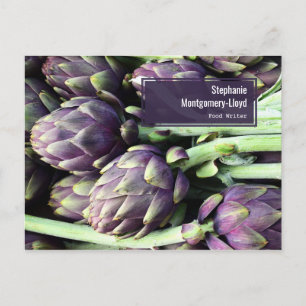 Modern Lila & Grönt Artichoke Photo Vykort