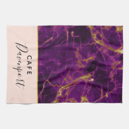 Modern Lila & Guld Abstrakt Marble Kökshandduk
