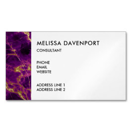 Modern Lila & Guld Abstrakt Marble Magnetiska Visitkort