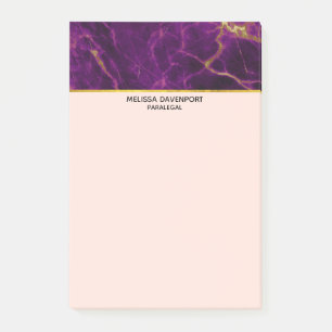 Modern Lila & Guld Abstrakt Marble Post-it Block