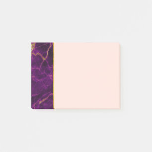 Modern Lila & Guld Abstrakt Marble Post-it Block