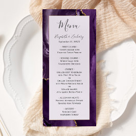 Modern Lila Guld Agate Lavender Bröllop Meny