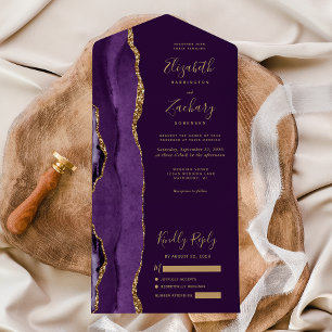 Modern Lila Guld Agate Plum Bröllop