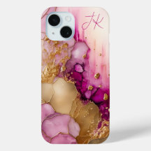 Modern Lila Guld Marble Monogram-Personlig