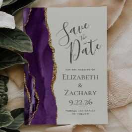 Modern lila guldagate elfenben Save the Date Spara Datumet