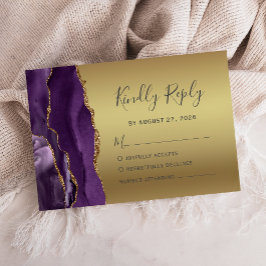 Modern lila guldagate glam bröllops-RSVP-kort OSA Kort