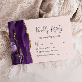 Modern lila guldagate-rosé RSVP-kort för bröllop OSA Kort